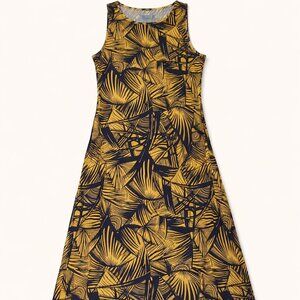 Attitudes by Renee Navy Mustard Abstract Sleeveless Dress Size XL
